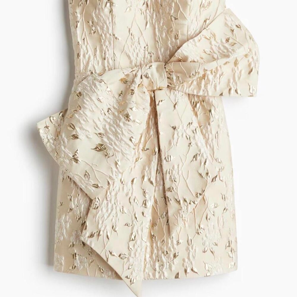 H-m Women's Cream and Gold Dress